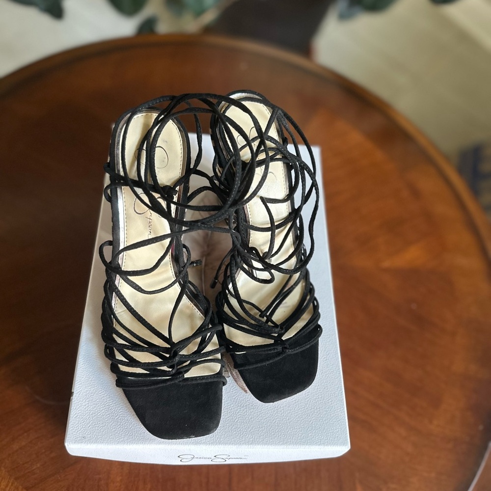 Jessica Simpson Black and Brown Strappy Heels - Picture 2 of 4